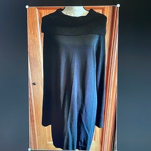 Inc Black knit dress with cowl neck and open slit arms. NWT size XXL
